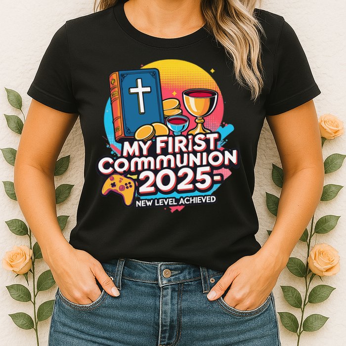My 1st First Communion 2025 Video Game Controller Womens T-Shirt