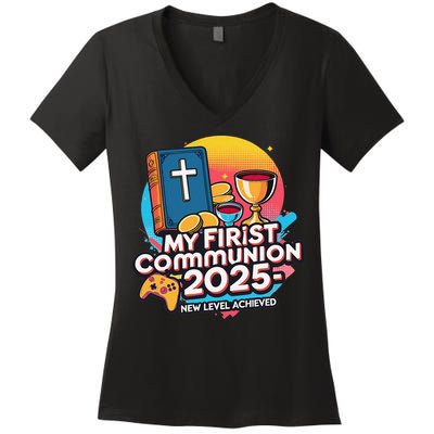 My 1st First Communion 2025 Video Game Controller Women's V-Neck T-Shirt