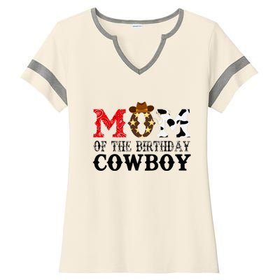 Mom 1st First Birthday Cowboy Western Rodeo Party Matching Ladies Halftime Notch Neck Tee