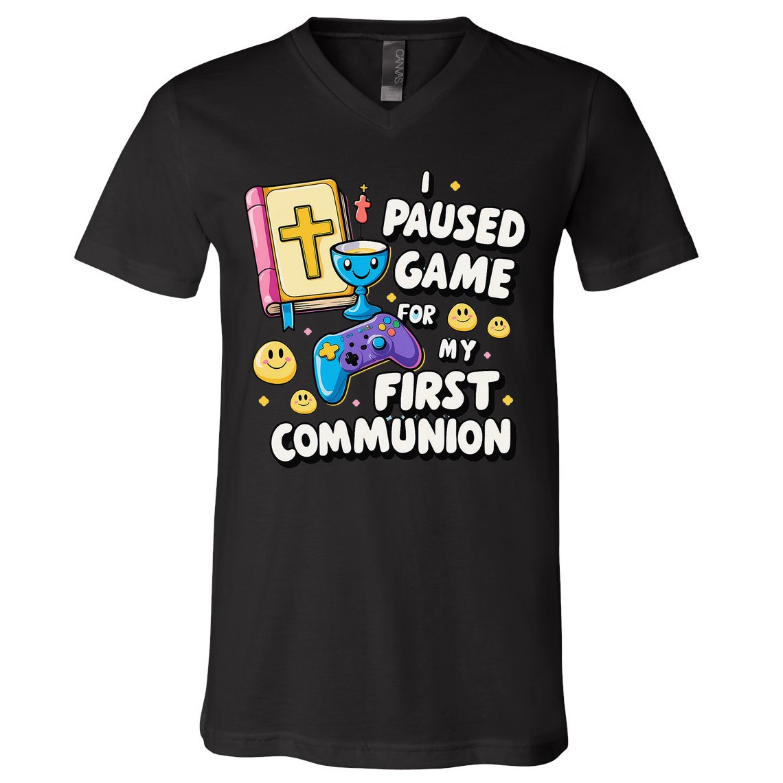 My 1st First Communion Video Game Controller V-Neck T-Shirt