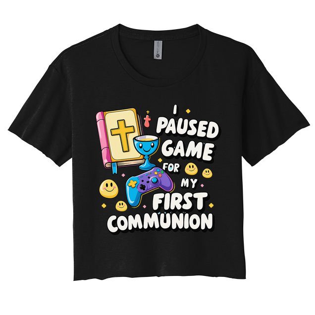 My 1st First Communion Video Game Controller Women's Crop Top Tee