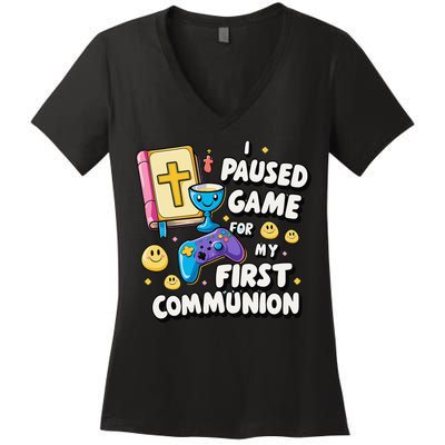 My 1st First Communion Video Game Controller Women's V-Neck T-Shirt