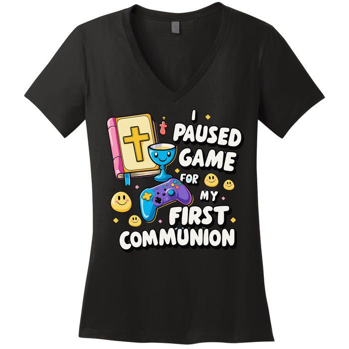 My 1st First Communion Video Game Controller Women's V-Neck T-Shirt