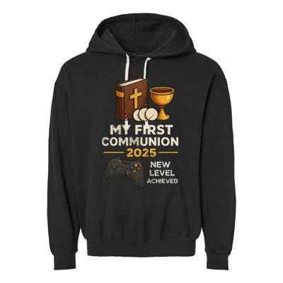 My 1st First Communion 2025 Video Game Catholic Garment-Dyed Fleece Hoodie