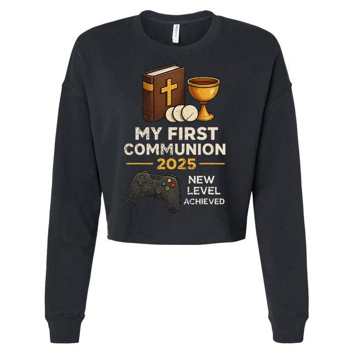 My 1st First Communion 2025 Video Game Catholic Cropped Pullover Crew