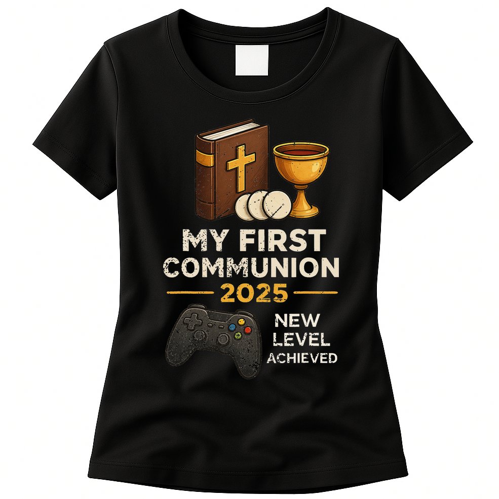 My 1st First Communion 2025 Video Game Catholic Womens T-Shirt