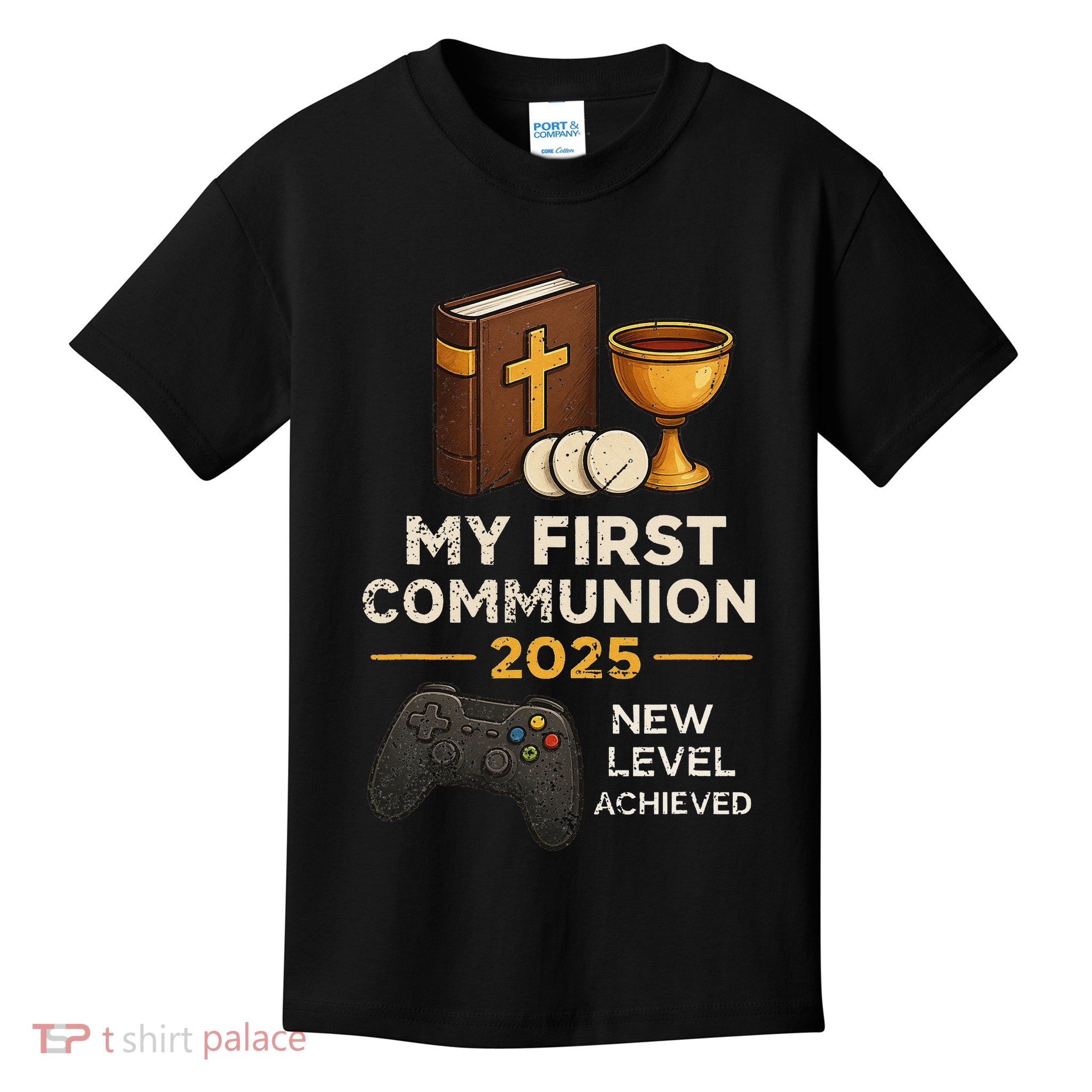 My 1st First Communion 2025 Video Game Catholic Kids T-Shirt