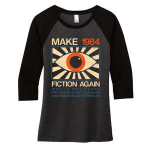 Make 1984 Fiction Again Dystopian Women's Tri-Blend 3/4-Sleeve Raglan Shirt