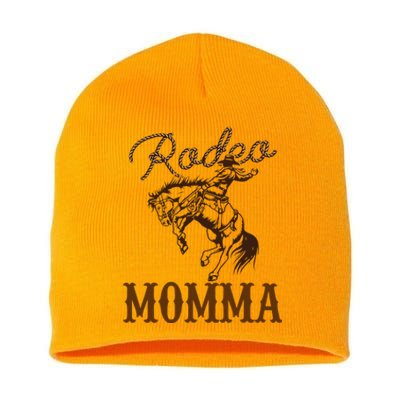 Momma 1st First Birthday Cowboy Mom Western Rodeo Party Short Acrylic Beanie