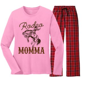 Momma 1st First Birthday Cowboy Mom Western Rodeo Party Women's Long Sleeve Flannel Pajama Set 