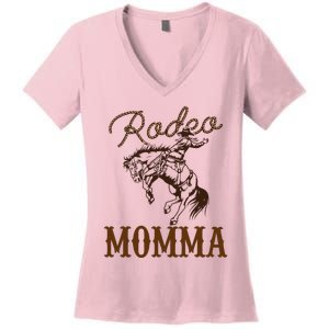 Momma 1st First Birthday Cowboy Mom Western Rodeo Party Women's V-Neck T-Shirt