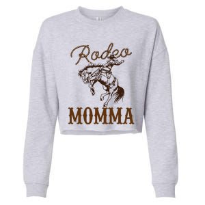 Momma 1st First Birthday Cowboy Mom Western Rodeo Party Cropped Pullover Crew