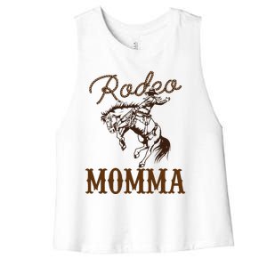 Momma 1st First Birthday Cowboy Mom Western Rodeo Party Women's Racerback Cropped Tank