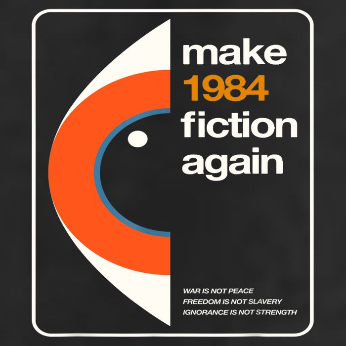 Make 1984 Fiction Again 7 Panel Mesh Trucker Snapback Hat