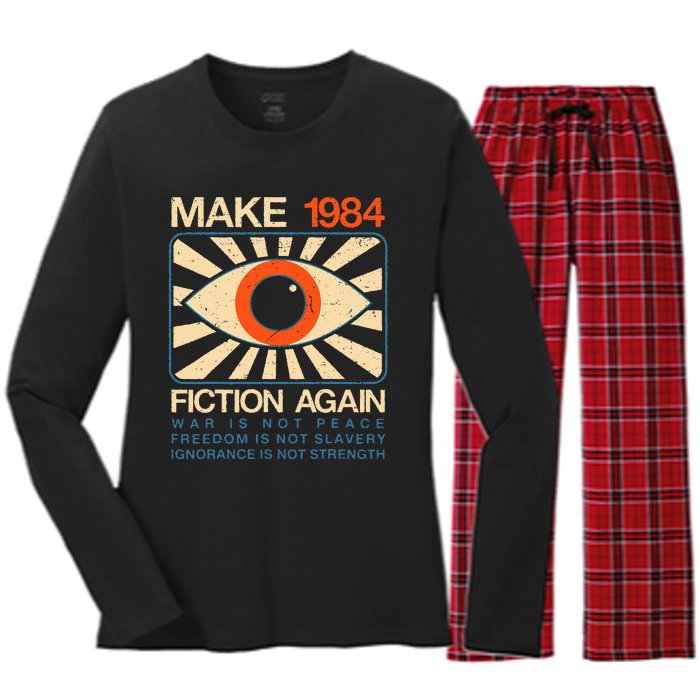 Make 1984 Fiction Again Dystopian Women's Long Sleeve Flannel Pajama Set 