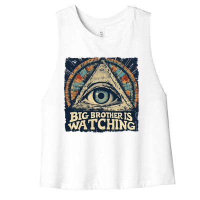 Make 1984 Fiction Again Big Brother Is Watching You Women's Racerback Cropped Tank