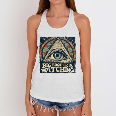 Make 1984 Fiction Again Big Brother Is Watching You Women's Knotted Racerback Tank