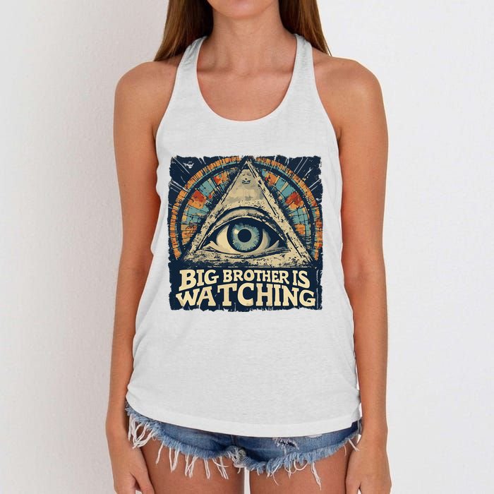 Make 1984 Fiction Again Big Brother Is Watching You Women's Knotted Racerback Tank