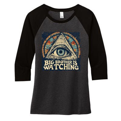 Make 1984 Fiction Again Big Brother Is Watching You Women's Tri-Blend 3/4-Sleeve Raglan Shirt