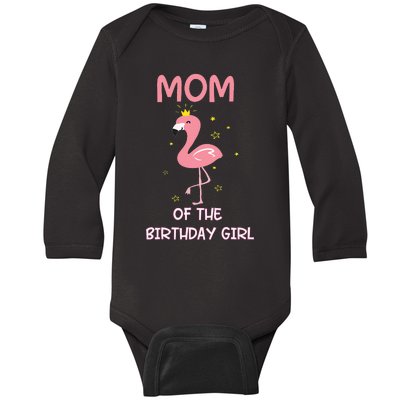 Mom 1st First Birthday Matching Family Flamingo Themed Party Baby Long Sleeve Bodysuit