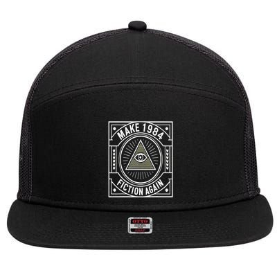 Make 1984 Fiction Again Allseeing Eye Dystopian 7 Panel Mesh Trucker Snapback Hat