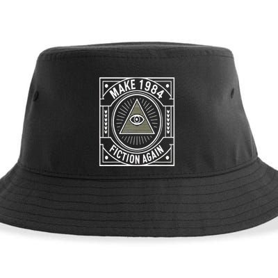 Make 1984 Fiction Again Allseeing Eye Dystopian Sustainable Bucket Hat