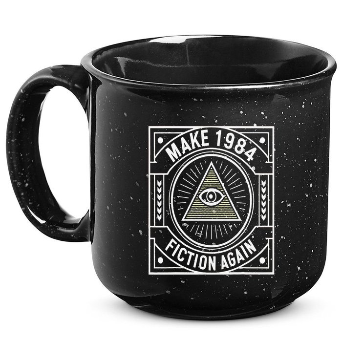 Make 1984 Fiction Again Allseeing Eye Dystopian 15oz Campfire Ceramic Mug