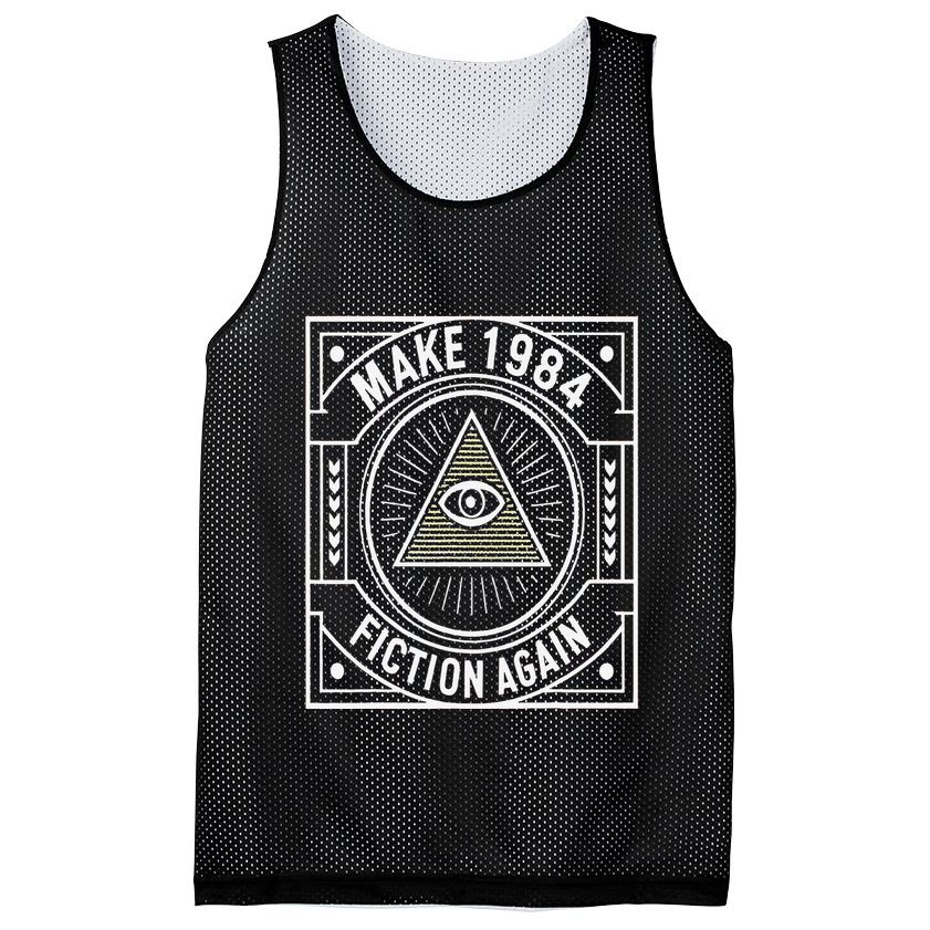 Make 1984 Fiction Again Allseeing Eye Dystopian Mesh Reversible Basketball Jersey Tank