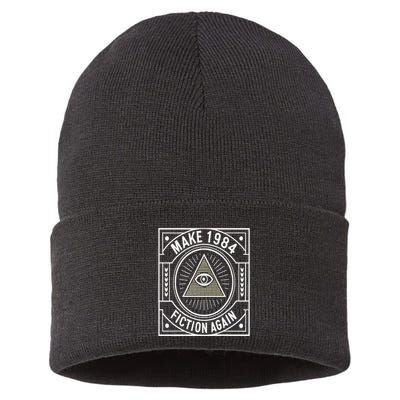 Make 1984 Fiction Again Allseeing Eye Dystopian Sustainable Knit Beanie