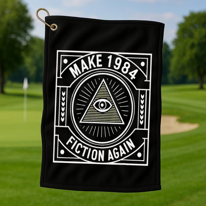 Make 1984 Fiction Again Allseeing Eye Dystopian Golf Towel
