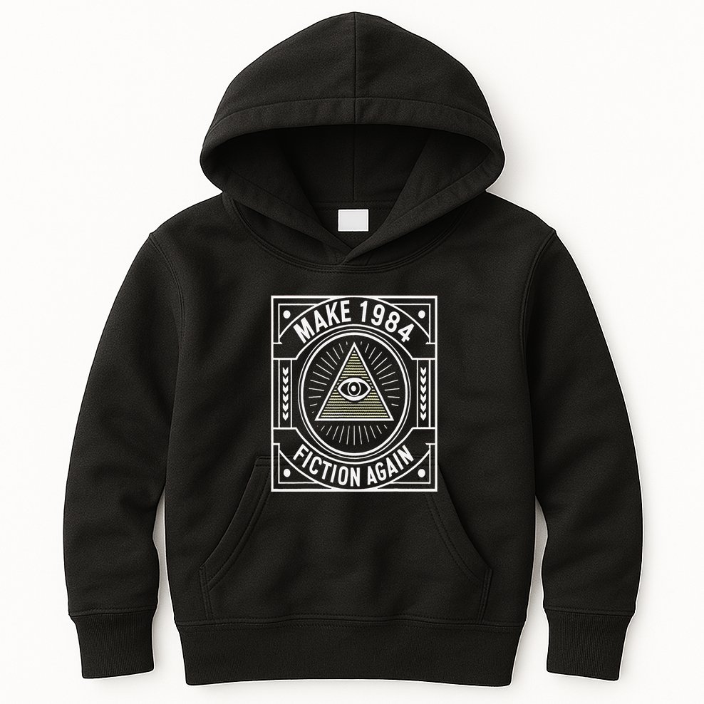 Make 1984 Fiction Again Allseeing Eye Dystopian Kids Hoodie