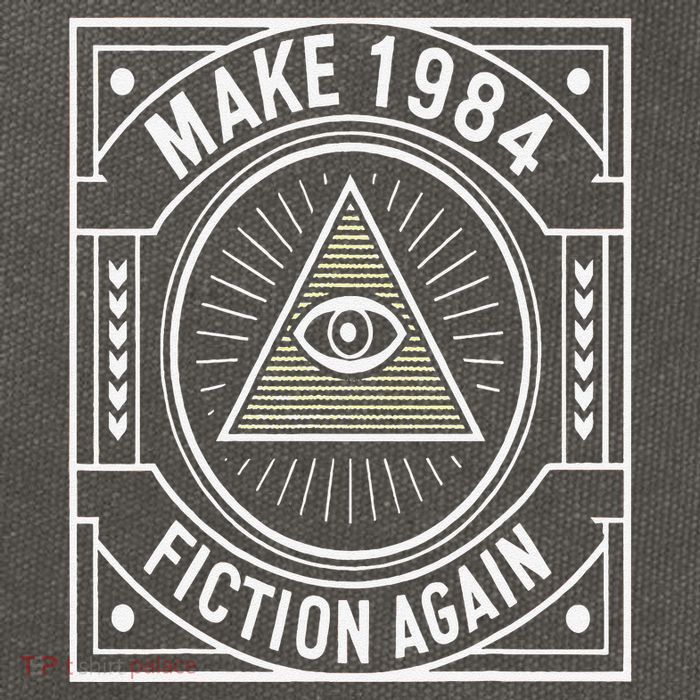 Make 1984 Fiction Again Allseeing Eye Dystopian Cotton Canvas Backpack