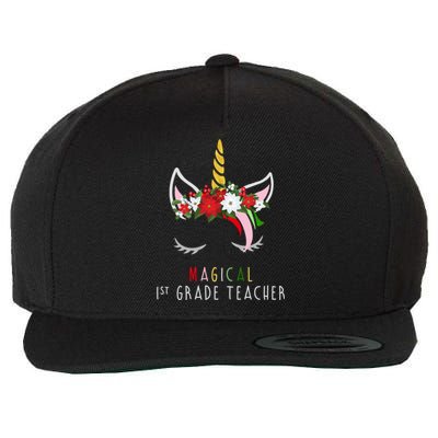 Magical 1St Grade Teacher Gift Unicorn Christmas Gift Wool Snapback Cap