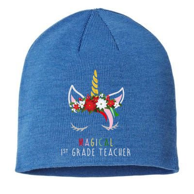 Magical 1St Grade Teacher Gift Unicorn Christmas Gift Sustainable Beanie