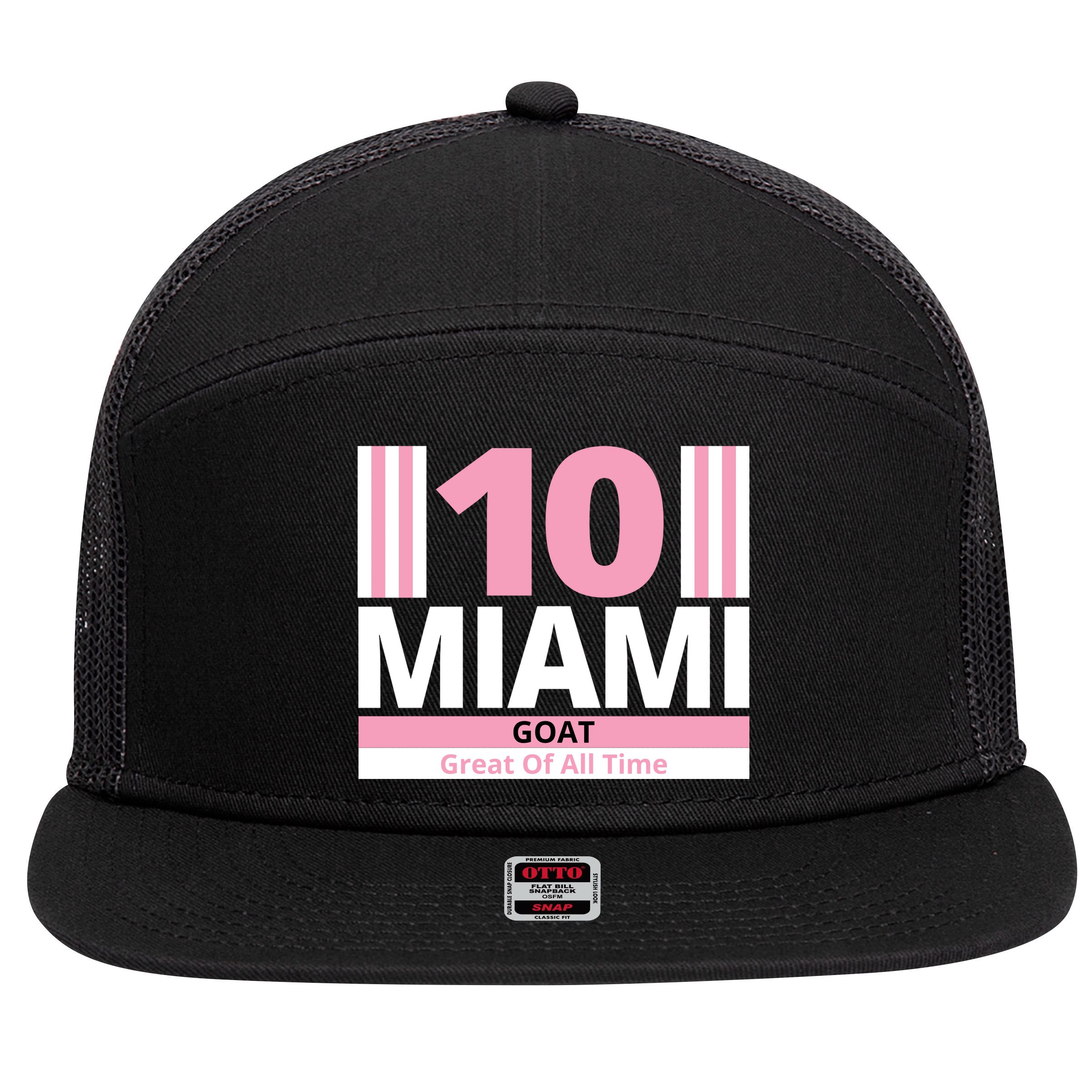 Miami 10 Goat Great Of All Time 7 Panel Mesh Trucker Snapback Hat