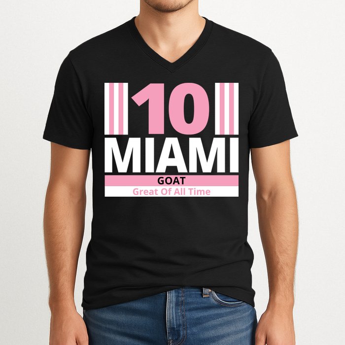 Miami 10 Goat Great Of All Time V-Neck T-Shirt