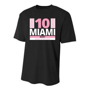 Miami 10 Goat Great Of All Time Youth Performance Sprint T-Shirt