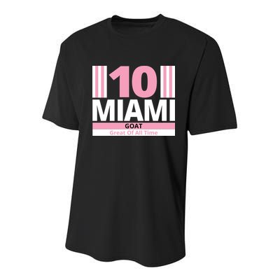 Miami 10 Goat Great Of All Time Youth Performance Sprint T-Shirt