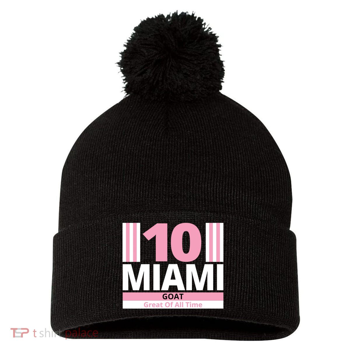 Miami 10 Goat Great Of All Time Pom Pom 12in Knit Beanie