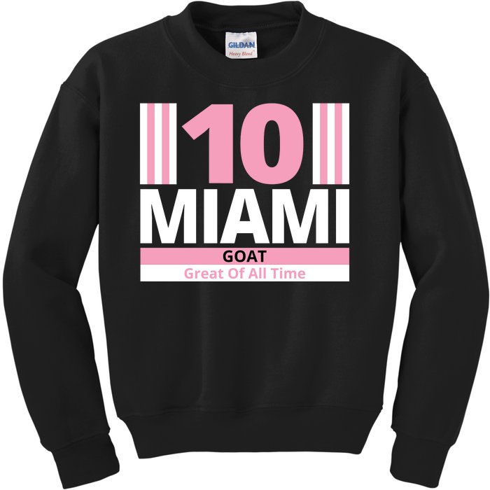 Miami 10 Goat Great Of All Time Kids Sweatshirt