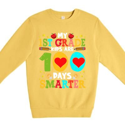 My 1st Grade Are 100 Days Smarter Happy 100th Day Gift Premium Crewneck Sweatshirt