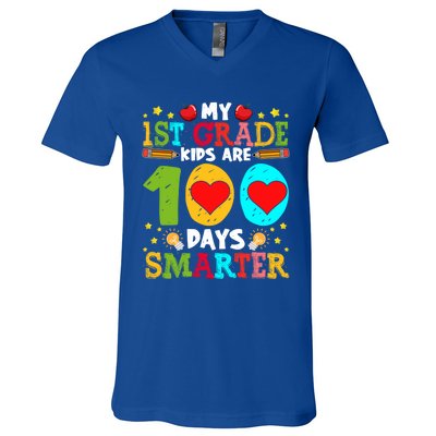 My 1st Grade Are 100 Days Smarter Happy 100th Day Gift V-Neck T-Shirt