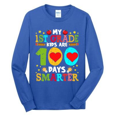 My 1st Grade Are 100 Days Smarter Happy 100th Day Gift Tall Long Sleeve T-Shirt