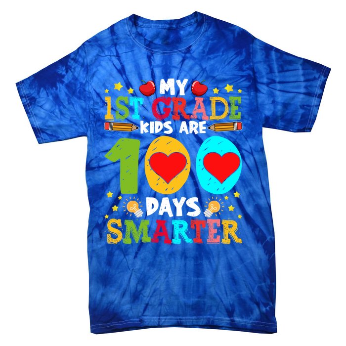 My 1st Grade Are 100 Days Smarter Happy 100th Day Gift Tie-Dye T-Shirt