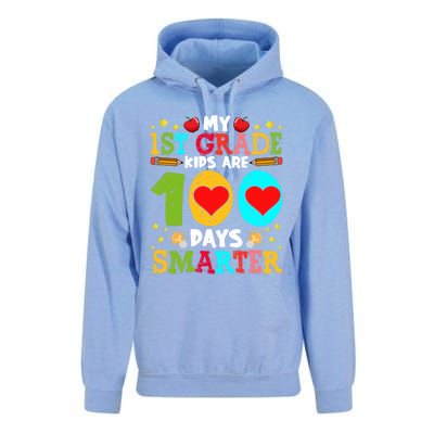 My 1st Grade Are 100 Days Smarter Happy 100th Day Gift Unisex Surf Hoodie