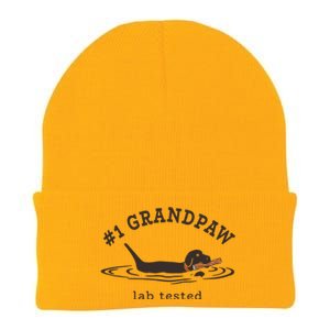 Men 1 Grandpaw Lab Tested Pun Labrador Retriever Grandpa Knit Cap Winter Beanie