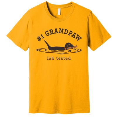 Men 1 Grandpaw Lab Tested Pun Labrador Retriever Grandpa Premium T-Shirt