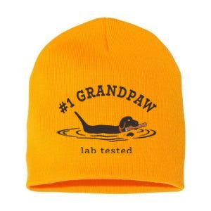 Men 1 Grandpaw Lab Tested Pun Labrador Retriever Grandpa Short Acrylic Beanie