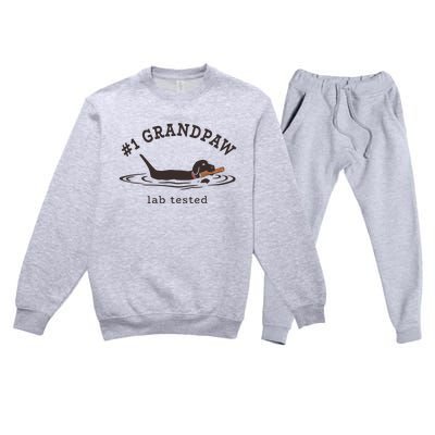 Men 1 Grandpaw Lab Tested Pun Labrador Retriever Grandpa Premium Crewneck Sweatsuit Set