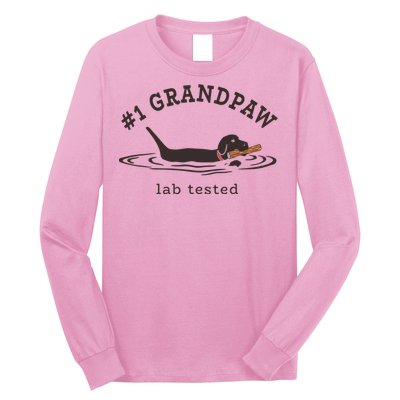 Men 1 Grandpaw Lab Tested Pun Labrador Retriever Grandpa Long Sleeve Shirt